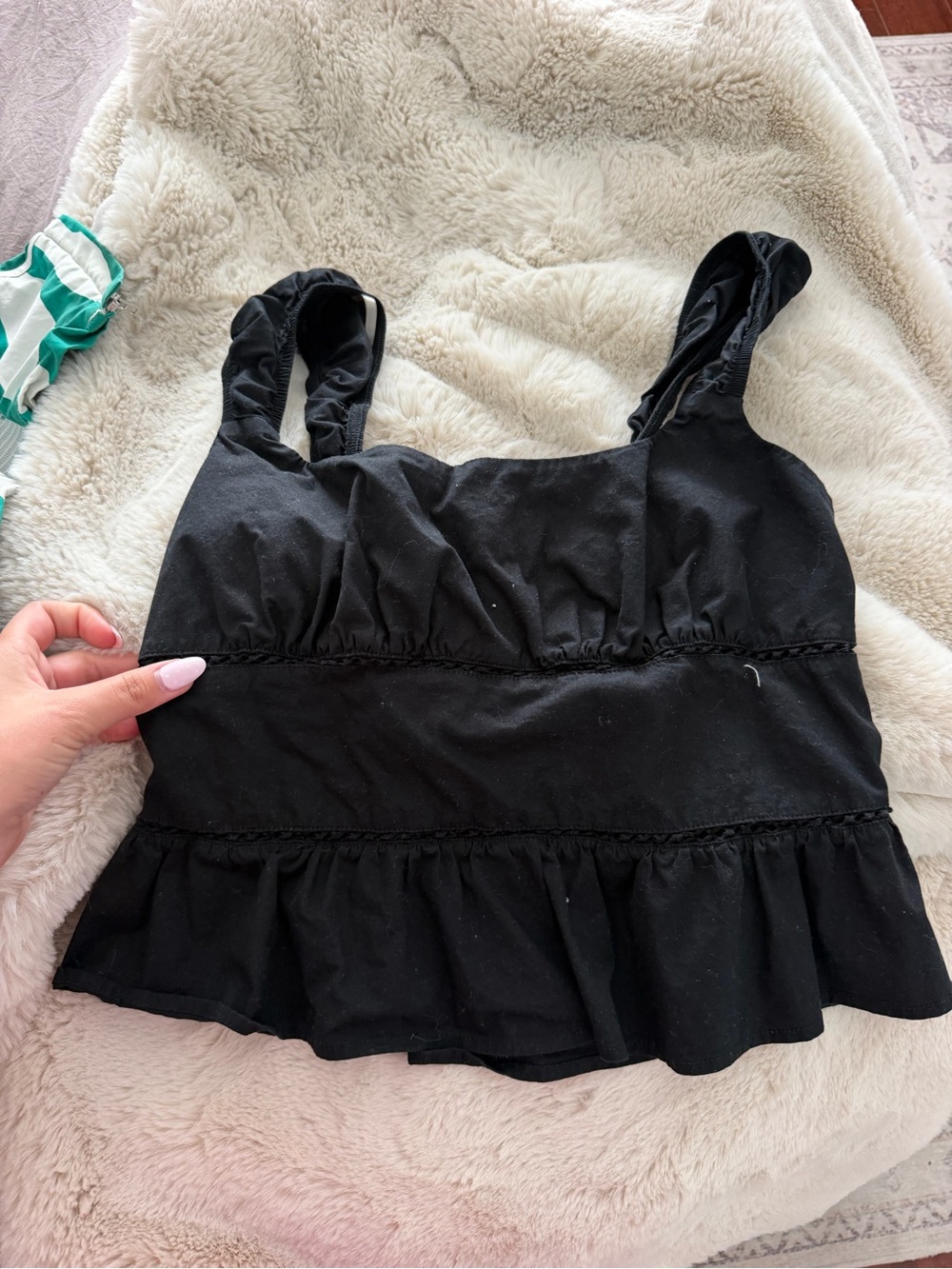 wild fable Black Ruffle Hem Crop Tank